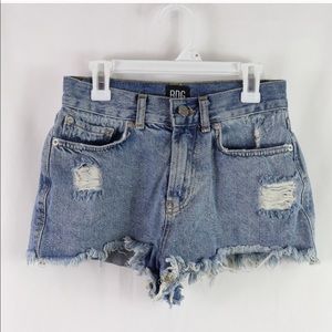BDG High rose denim distressed shorts